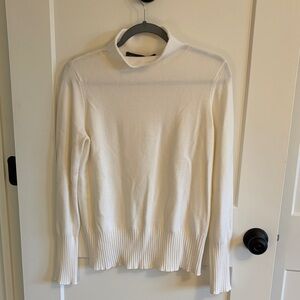 French Connection Cream Long-Sleeve Ribbed Hem Sweater